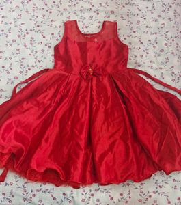 Girls' Elegant Red Party Dress
