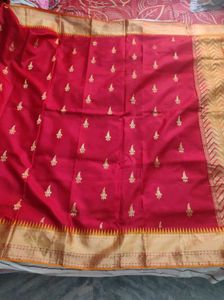 Red and gold kanchi silk Saree