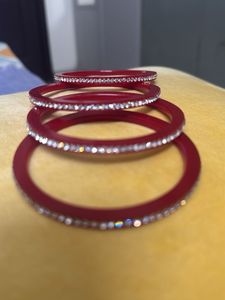 Red & Rhinestone Bangles 2/8