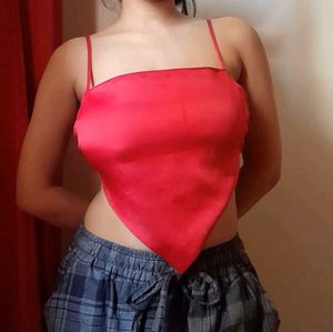 Red Backless Knot Top