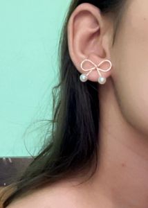 Bow Pearl Drop Earrings