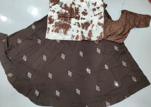 Brown Lehenga Choli Set with Dupatta