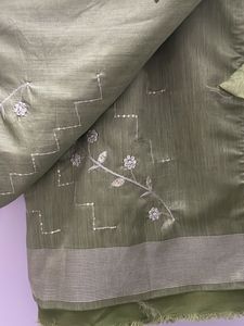 New Unused Saree With Thread Sequence Embroide