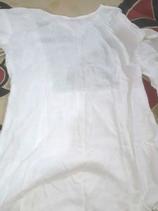 Embroidered White Short Kurti