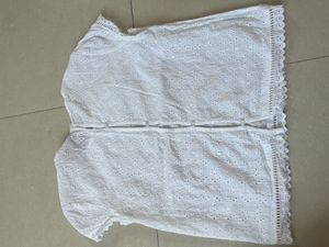 White Eyelet Button-Up Top