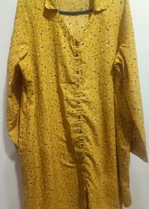 Sztori Mustard Floral Print Pathani Kurta