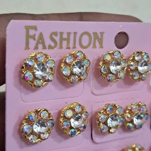 White Stone Ethnic Ear Studs