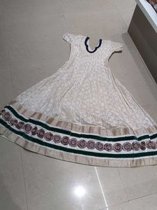 Long Anarkali Type White Kurti