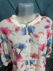 Floral Print Zip-Up Jacket