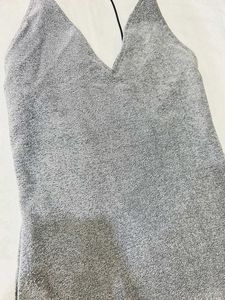 Sparkly Silver Mini Dress
