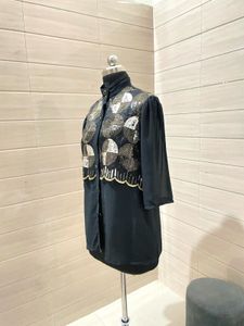 Vintage Imported Embellished Black Top