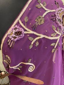 Elegant Purple Embroidered Saree