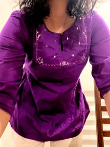 Stylish Purple Embellished Tunic
