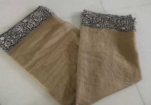 Biege Saree With Floral Border