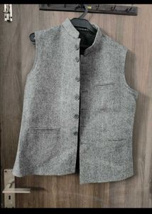 Men's Grey Sleeveless Nehru Jacket