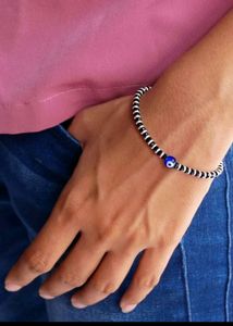 925 Pure Silver 1 Evil eye Bead Anklet (1 Piece)