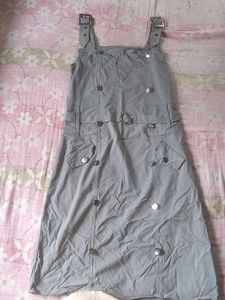Gray Dress with Buckle Straps