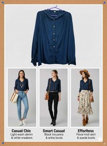 Navy Blue Ruffle Blouse