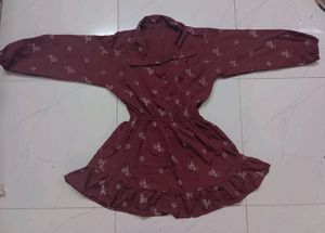 Maroon Clinched Waist Top