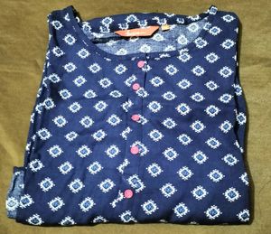Navy Blue Rayon High Low Kurta