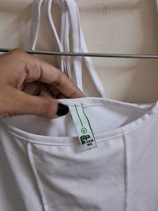 White Square Neck Top