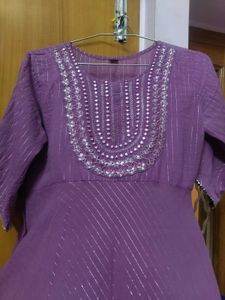 Lavender Embroidered Anarkali Kurti