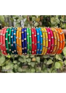 Colorful Thread Bangles (Pack Of 6) Or 3pair