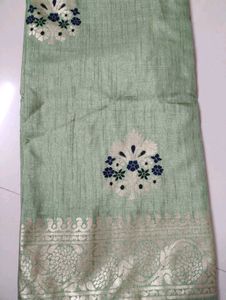 Elegant Mint Green Floral Saree