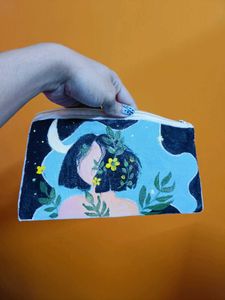 Hand-painted cute &amp; beautiful Pouch with one zip
