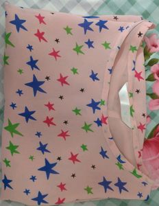 Cute Transparent Printed Light Pink Top With Size