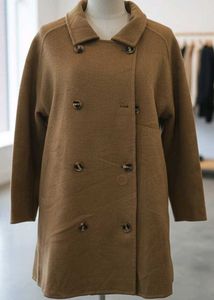 Elegant Brown Double-Breasted Coat