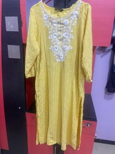 Yellow Embroidered Kurta