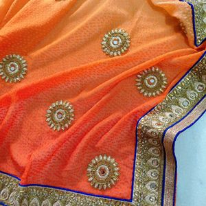 Elegant Orange Ombre Saree