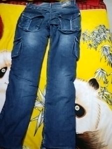 Blue Denim Cargo Pants