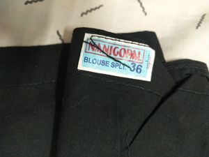 Black cotton Blouse Size 36 Short Sleeves Puffed