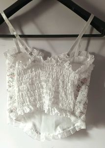 White Floral Printed Corset Top