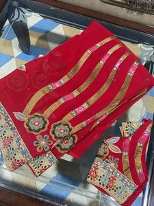 Heavy Red Sari With Blouse