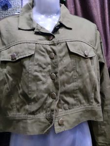 Olive Green Cropped Jacket