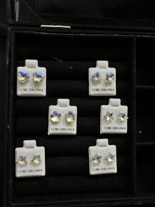 Cubic Zirconia Stud Earrings - Set of 6