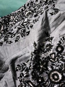 Grey Floral Indo-Western Gown