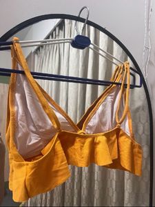 Orange Ruffle Crop Top
