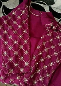 Georgette Dark Purple Color Kurti Set