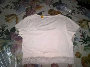 White Lace Trimmed Top