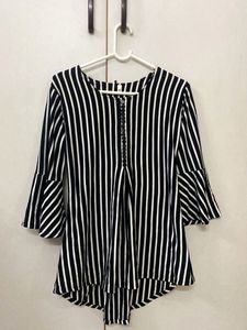 Striped Flared Sleeve Blouse