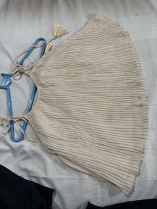 Cute Beige Tassel Top