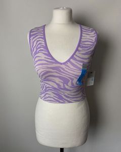 Zebra Print Cropped Tank Anf Purple Pant