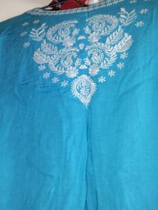 Blue Embroidered Top