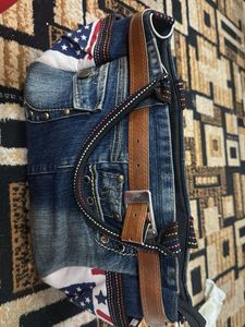 Denim & American Flag Accent Purse