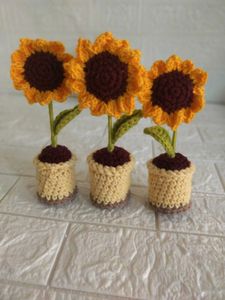 Crochet Sunflower flowerpot Decor