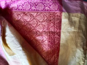 Cream And Pink Saree